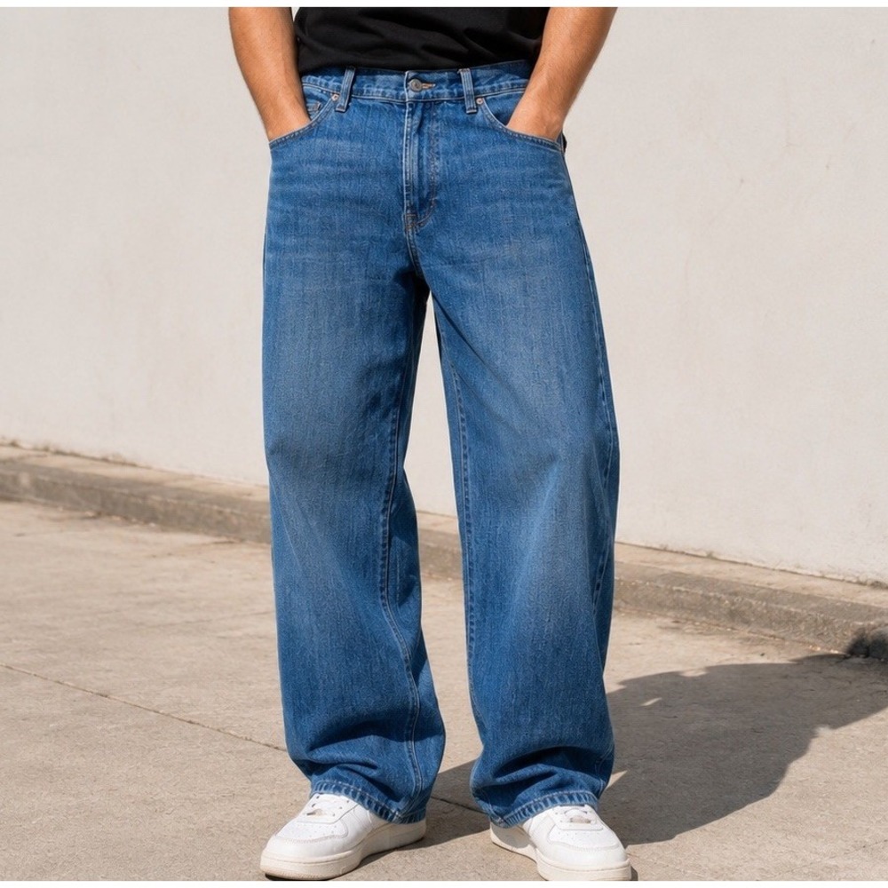 Lucky Brand 181 Relaxed Straight Blue Jeans Mens Size 38/32 Wide Leg Stretch EUC